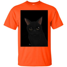 Black cat in black T-Shirt