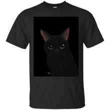 Black cat in black T-Shirt